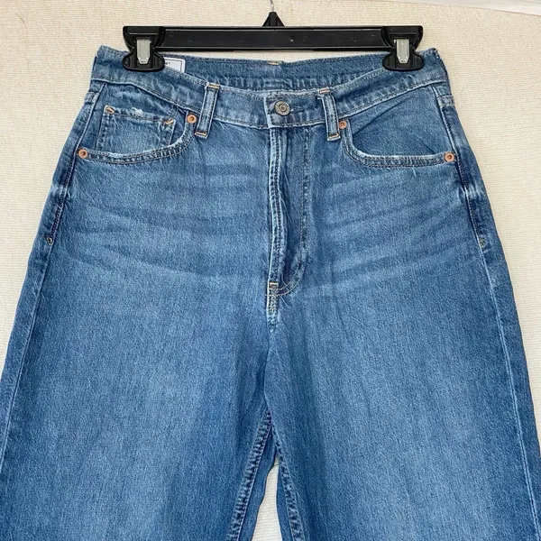 Gap 90s Loose High Rise Women's Blue Denim Jeans Straight Casual Y2K Sz 27 - Image 3