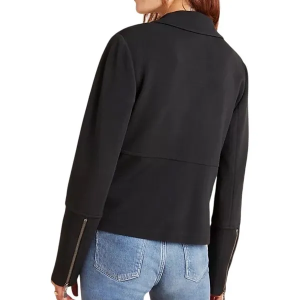 Anthropologie‎ Women's Surin Ponte Knit Moto Blazer Jacket Black Size Medium - Image 3