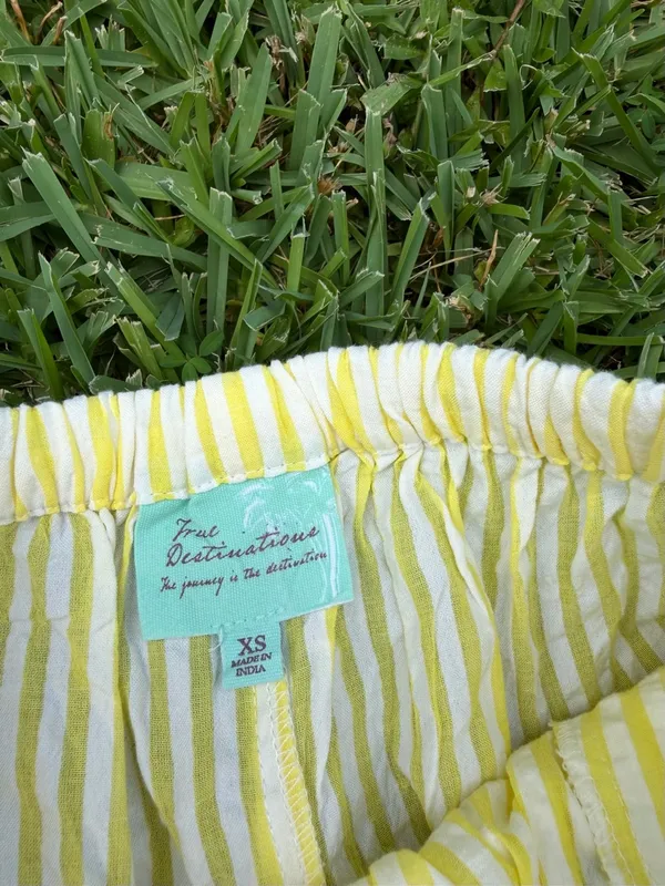 True Destinations Resort Wear Lemon Meringue Yellow Stripe Wide Leg Pants XS NWT - Image 8