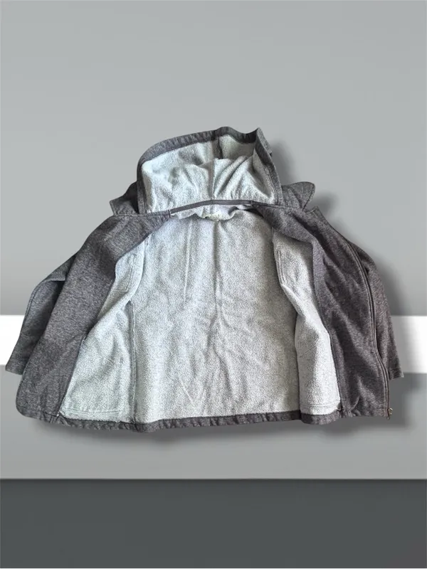 Billabong Heather Gray Double Breasted Hooded Pea Coat Fleece Jacket Size Large - Image 6