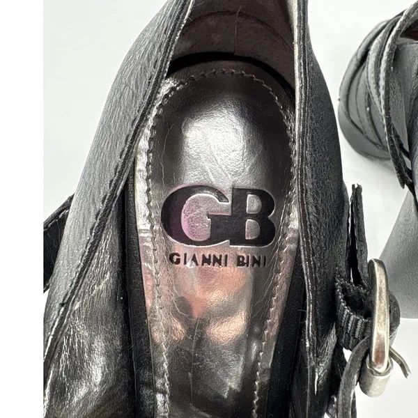 Gianni Bini Black Studded‎ Strappy Peep Toe Platform Heels Size 6.5 Goth Biker - Image 6