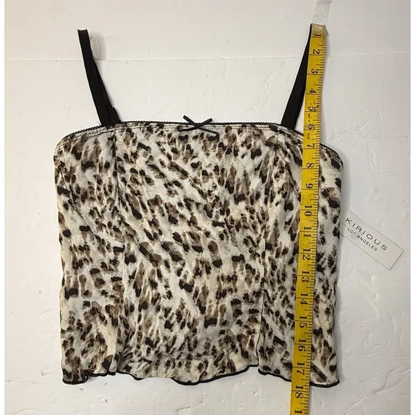 Kirious Crop‎ Tank Top Leopard Womens Size Small Coachella Indie Fairy Brown New - Image 4