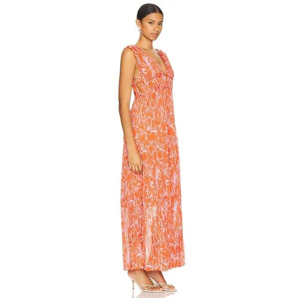Astr The Label Pascadero Orange Abstract Maxi Gown Dress Size XS - Image 8