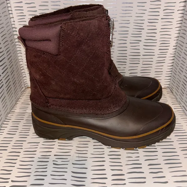 Bass Cordova Women‎ Brown Quilted Suede Waterproof Winter Duck Boots Size 7 - Image 4