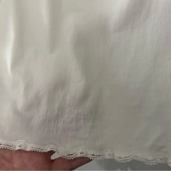 Vintage 70s 80s Vanity Fair Half Slip Medium Beige Lace Trim Side Slit 36" - Image 4