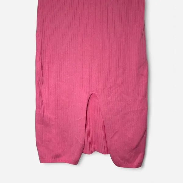 Free People Lolita Pink Ribbed Knit Slit Front Maxi Skirt Small Soft Indie Core - Image 4