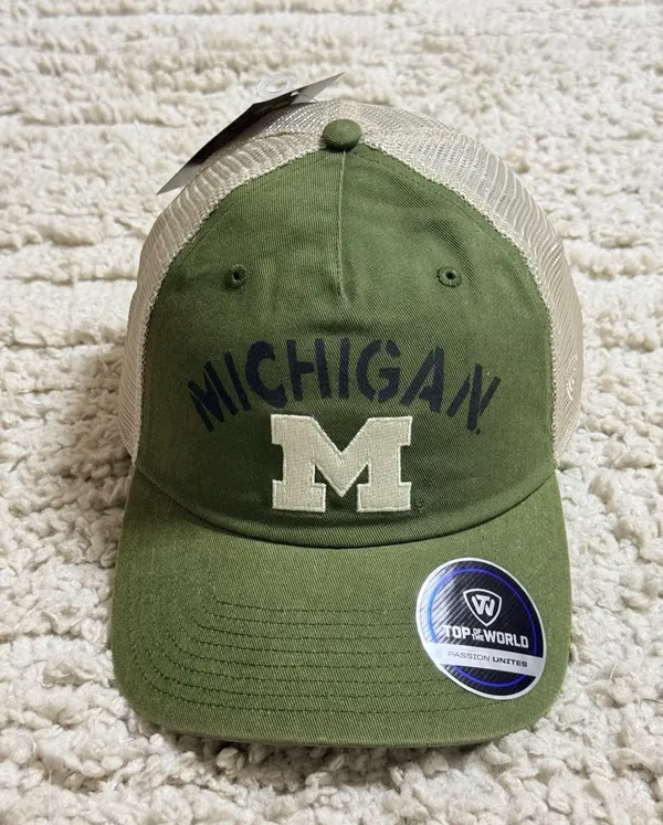 Top of the World Michigan Wolverines OHT Military Appreciation Glory Trucker Hat - Image 2