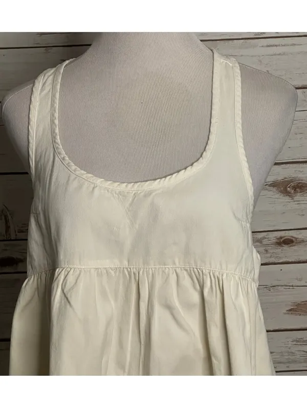 NWT Free People ivory 100% cotton racerback mini babydoll swing dress Med boho - Image 2