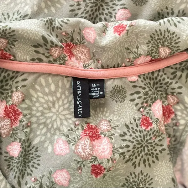 Balletcore Floral Green & Pink Satin Bow Pajama Set by Cynthia Rowley Sz Medium - Image 11