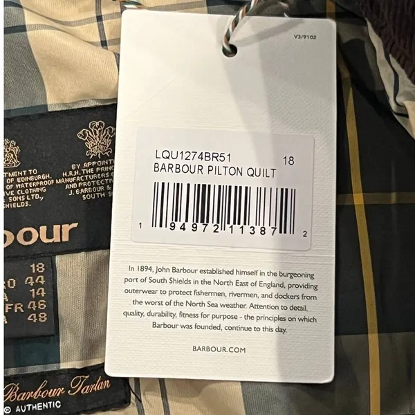 NWT BARBOUR Pilton Quilted Jacket In Chestnut (US/14) - Image 9