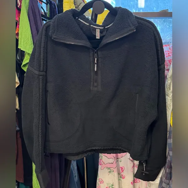 NWOT Free People FP Movement Mountain High Half Zip Fleece - black combo - small - Image 9