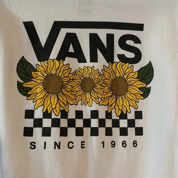 Vans White sunflower long sleeve size m(fits like small) - Image 3