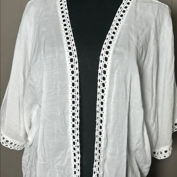 American Eagle Outfitters White Open-Front Top Swimsuit Cover Up Women's Size M - Image 2
