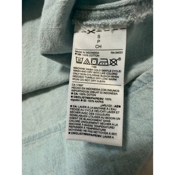 Old Navy Chambray Dress Womens S Light Blue Excellent Puff Sleeve Square Neck - Image 4