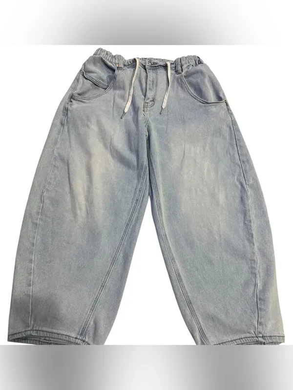 Madden Girl draw string barrel leg jeans size L - Image 2