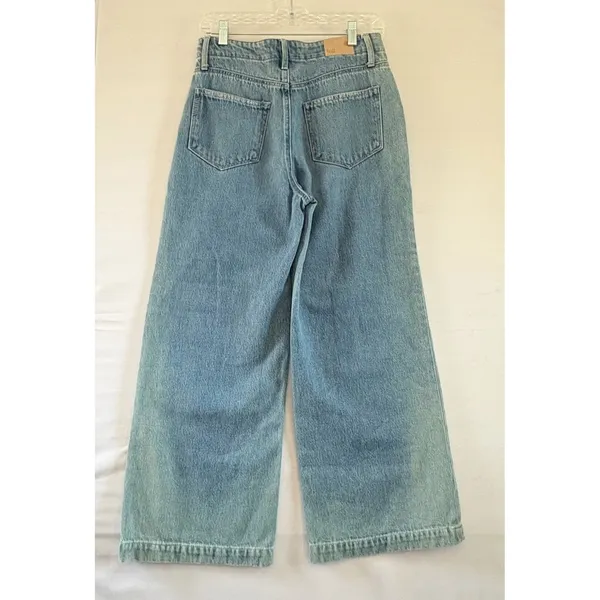 PAIGE Anessa Drawstring Wide Leg Jeans Light Wash Denim Size 27 - Image 2