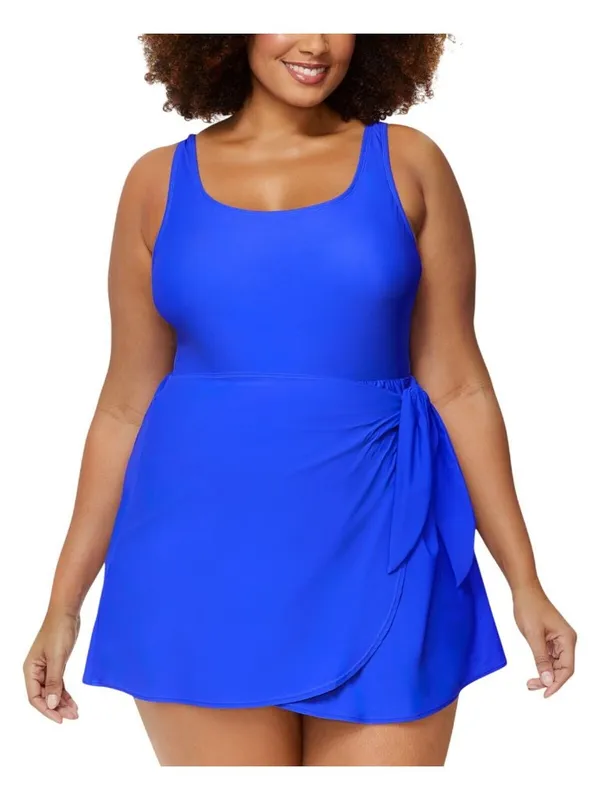 Raisins Trendy Calabria Swim Dress One Piece P840087 Blue 18W - Image 8