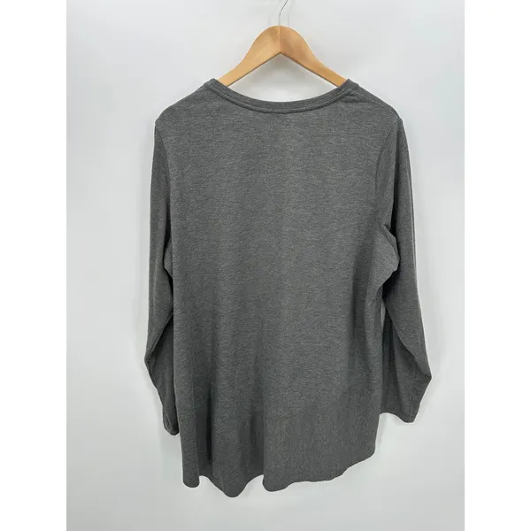 LOGO Lori Goldstein Tunic Women 2X Gray‎ Asymmetrical Sweatshirt Pullover HJ19 - Image 2