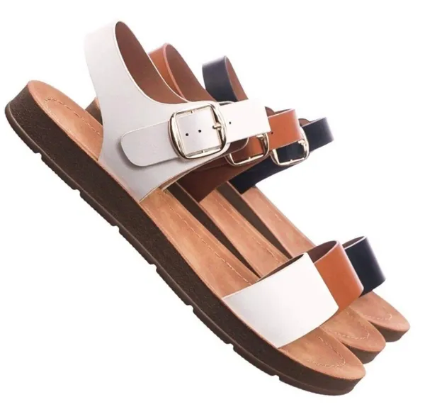 Black Faux Leather Sandal Size 6 - Image 4