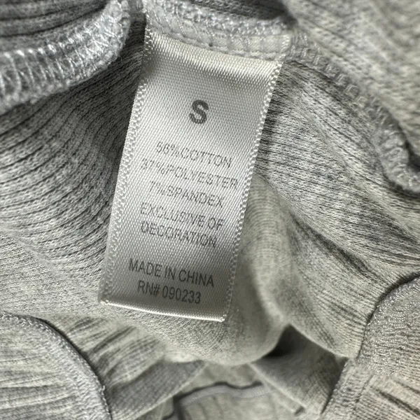 PacSun Zip Up Hoodie Womens S Grey Oversized Ribbed Knit Long Sleeve Relaxed - Image 4
