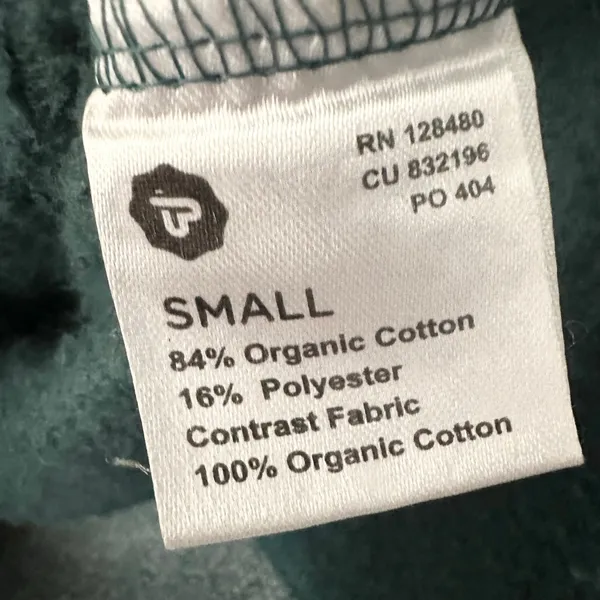 Pact Organic Two Tone Green Heather Full Zip Hooded Sweatshirt Jacket Small - Image 8