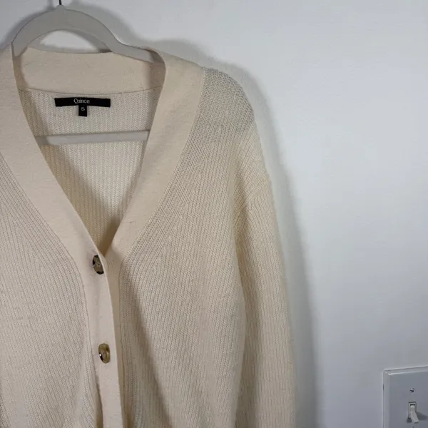 Quince Oversized Boyfriend Cardigan Sweater Cream Merino Wool Alpaca Women Small - Image 5