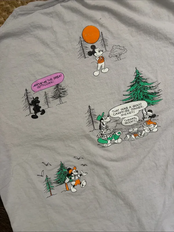 Disney White Tee with Outdoor Mickey and Goofy Graphic - Image 3