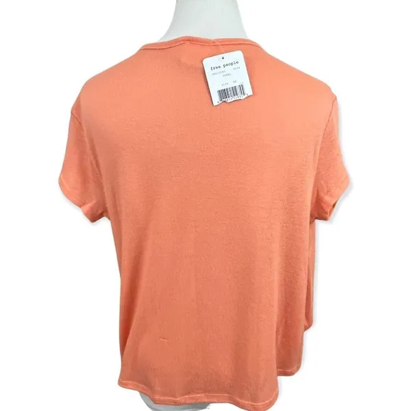 Free People We The Free Hoffman Crossover Faux Wrap Light Knit Top Melon XS NWT - Image 4