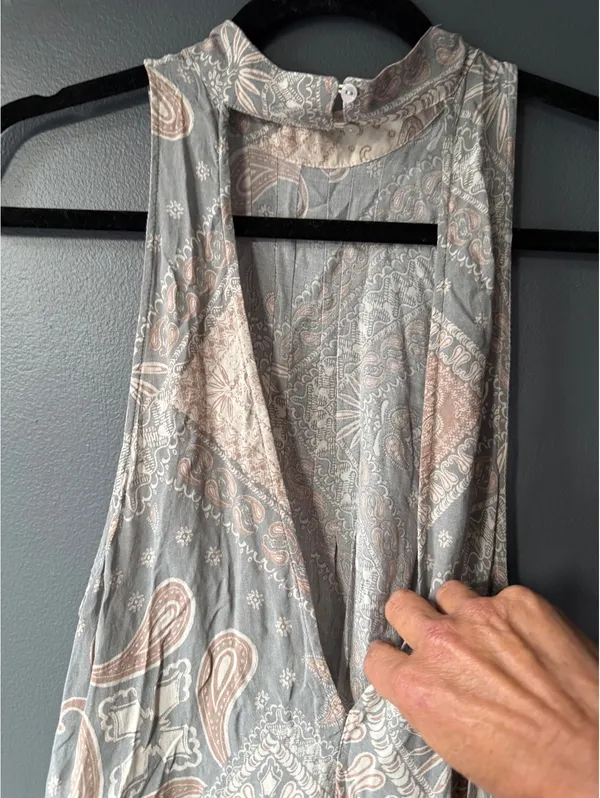 Free People Paisley Print Halter Dress with Open Back size Small - Image 4