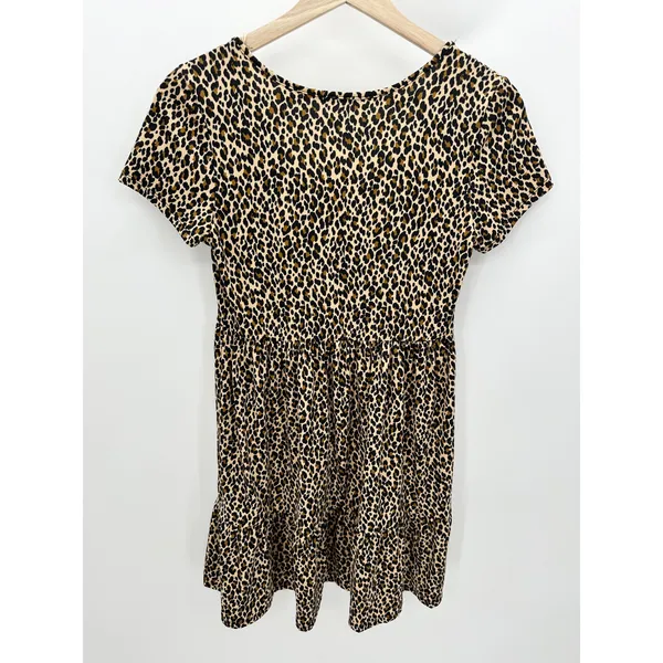 Mi.Ami Women Brown Black Cheetah Print Short Sleeve Mini Dress 25X958ANR6 Size S - Image 2
