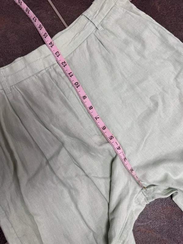 Abercrombie & Fitch A&F Sloane Tailored Linen Blend Wide Leg Pants Green Large - Image 10