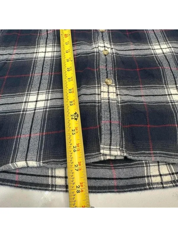 Abercrombie & Fitch Women's Navy Blue Plaid Flannel Button Up Shirt Small - Image 5