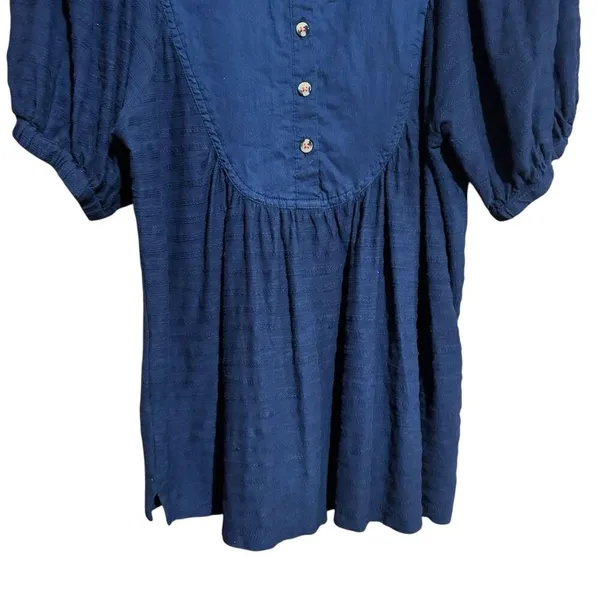 Anthropologie Top Womens Small Blue Seersucker Short Sleeve Cotton Blouse - Image 4
