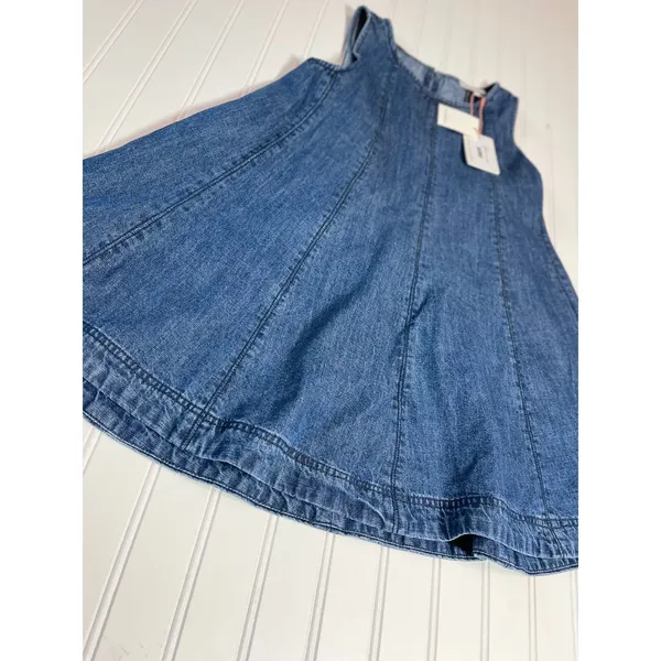 Skies Are Blue Indigo Paneled Denim Swing Top XS Tank Medium Wash Sleeveless - Image 3