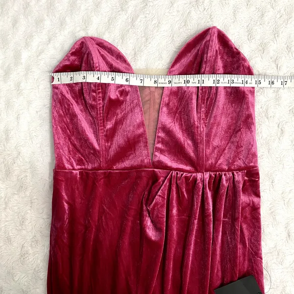 NEW Lulus My Dream Come True Pink Velvet Strapless Elegant Maxi Dress L - Image 8
