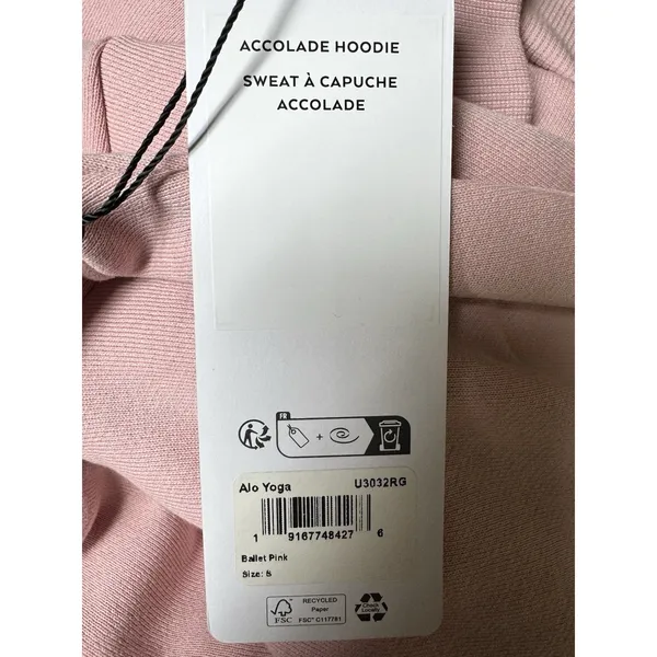 Alo Yoga Accolade Hoodie‎ Sweatshirt Ballet Pink Unisex Size Small - Image 12