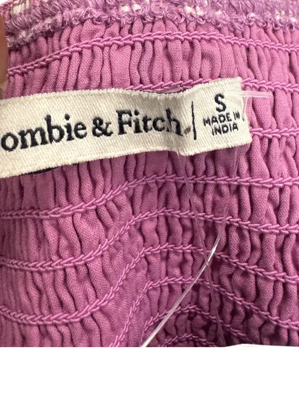 Abercrombie & Fitch NWOT Purple Floral Puff Sleeve Smocked Crop Top S - Image 4