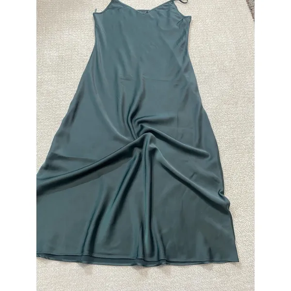 House of Harlow 1960 Green Satin V-Neck Slip Midi Dress Adjustable Straps M - Image 13