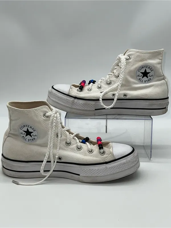 Converse Women's Chuck Taylor All Star Lift Hi White Canvas Sneaker-Size 10 - Image 3