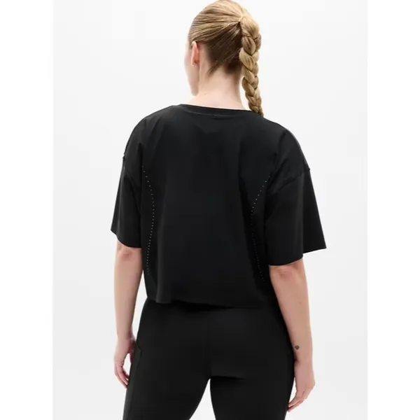 Athleta S Ultimate Lasercut Crop Tee Black Small - Image 6