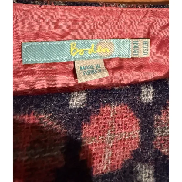 BODEN Wool Mini Skirt Size 12 Gray Pink Geo Preppy Schoolgirl Y2K Elle Woods - Image 5