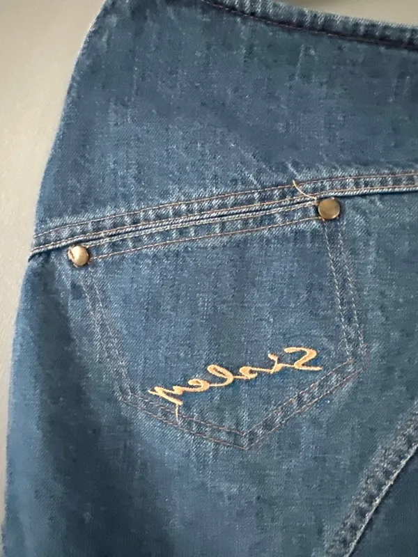 Womens size 8 Sisley Denim Skirt Vintage Y2K Asymmetrical Paneled Made Italy - Image 7