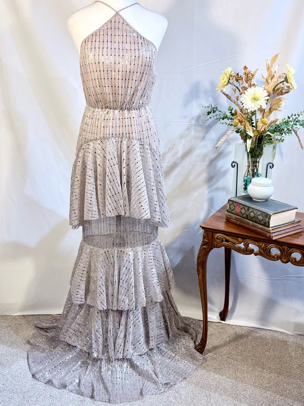 ☀️NWT Michael Costello x REVOLVE Shirley Sequin Tiered Gown Mauve Sz S❤️ - Image 12