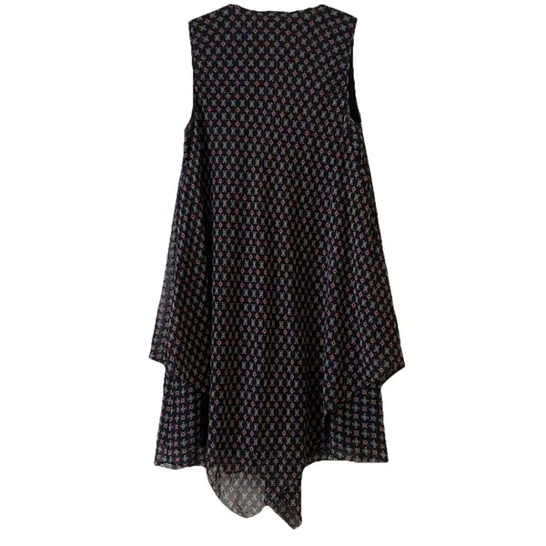 Derek Lam 10 Crosby Navy Silk Handkerchief Dress Sz 6 Lace Up Layered Flowy Boho - Image 4