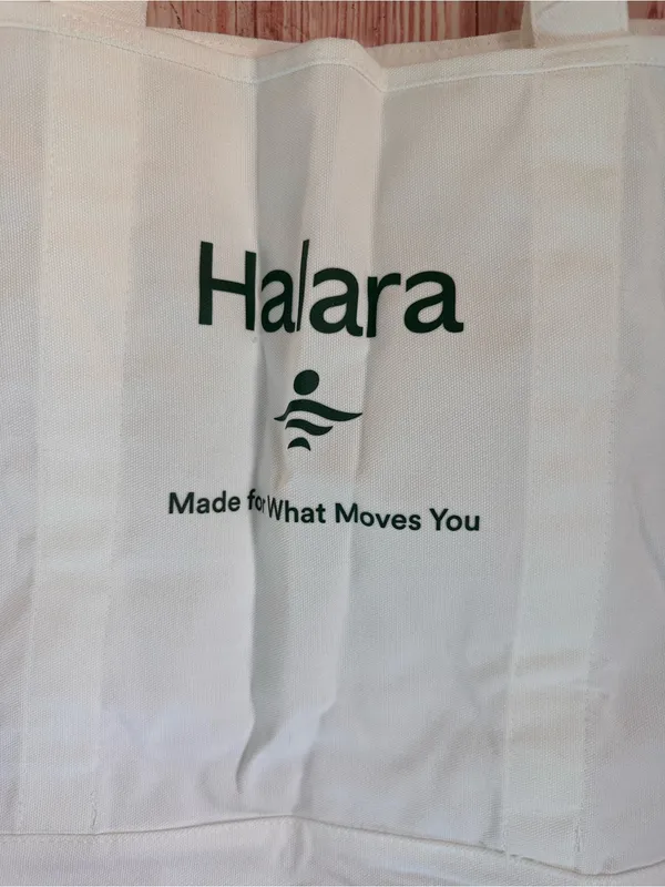 Halara White Logo Green Letter Print Casual Canvas Tote Bag NWT - Image 4