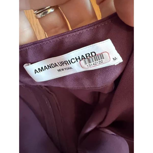 Amanda Uprichard Dress Womens Medium Purple Bow Neck 3/4 Sleeve Sheath Office - Image 2