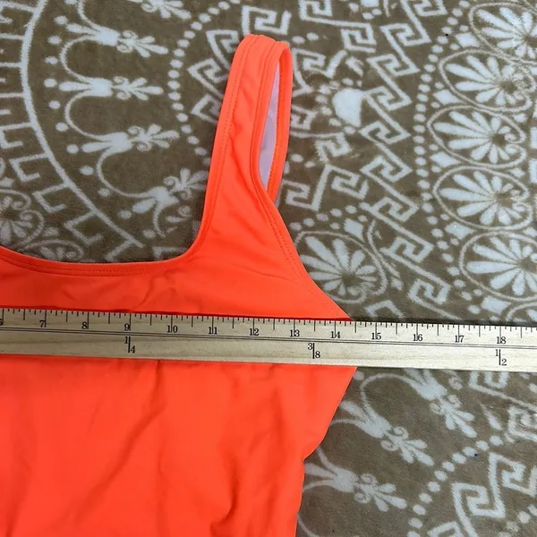 Vibrant Orange One-Piece Swimsuit with Wide Straps - Image 5