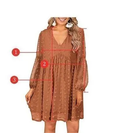 NEW Mini Dress V Neck Flowy Casual Swiss Dot XL - Image 3