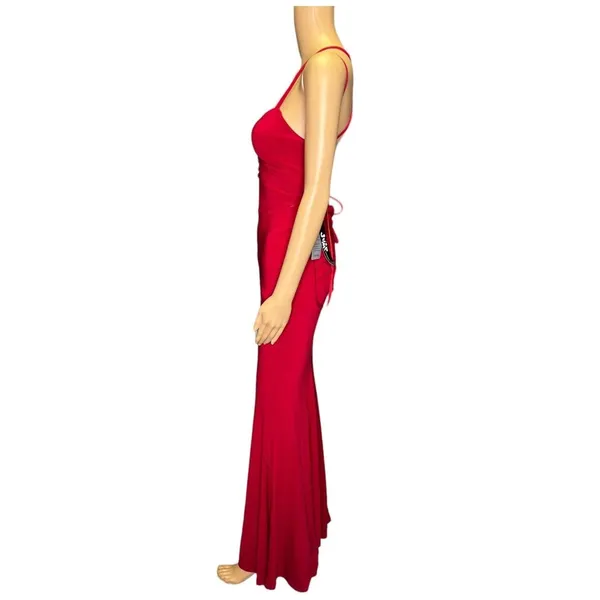 NWD Jump Apparel Red Strappy Back Long Bodycon Formal Gown Size 5/6 - Image 2