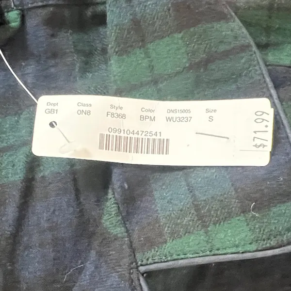 J. Crew Green & Navy Plaid Flannel PJ TOP (TOP ONYL) - Image 4